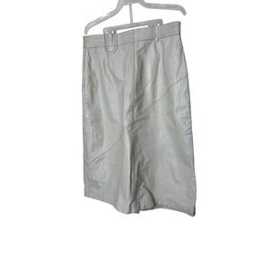 Erez Vintage Cream Genuine Leather Skirt Paneled Pencil Skirt 4